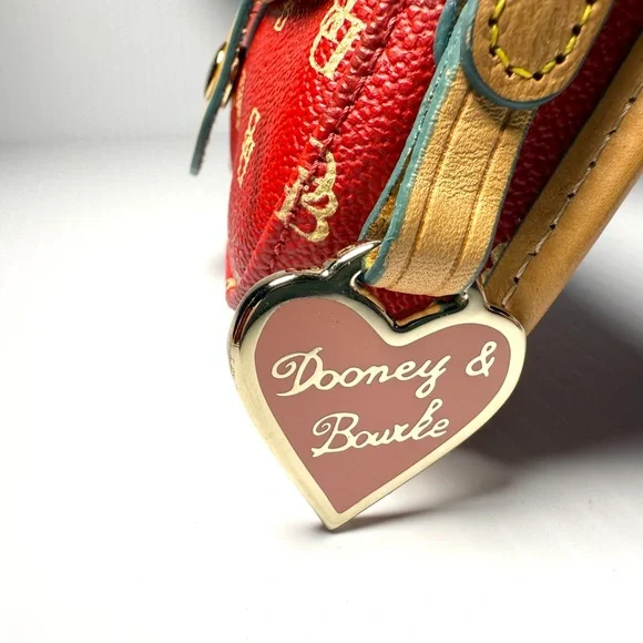 Dooney & Bourke Red and Tan Logo Wristlet - Picture 3 of 9